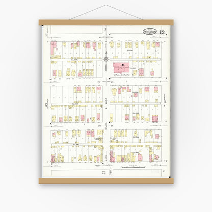 Old map wall art mockup — magnetic wood frame on white wall — Sanborn Fire Insurance Map from Fort Madison, Lee County, Iowa (1913), Sheet #0013