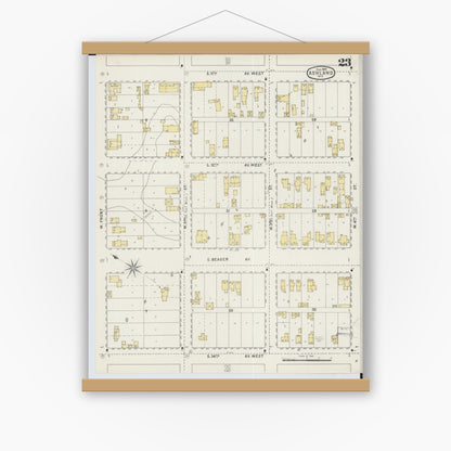 Old map wall art mockup — magnetic wood frame on white wall — Sanborn Fire Insurance Map from Ashland, Ashland County, Wisconsin (1895), Sheet #0023