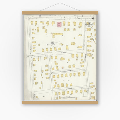 Old map wall art mockup — magnetic wood frame on white wall — Sanborn Fire Insurance Map from Granville, Washington County, New York (1904), Sheet #0006