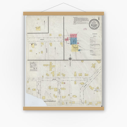 Old map wall art mockup — magnetic wood frame on white wall — Sanborn Fire Insurance Map from Ulysses, Potter County, Pennsylvania (1911), Sheet #0001
