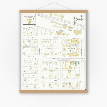 Old map wall art mockup — magnetic wood frame on white wall — Sanborn Fire Insurance Map from Reinbeck, Grundy County, Iowa (1900), Sheet #0002