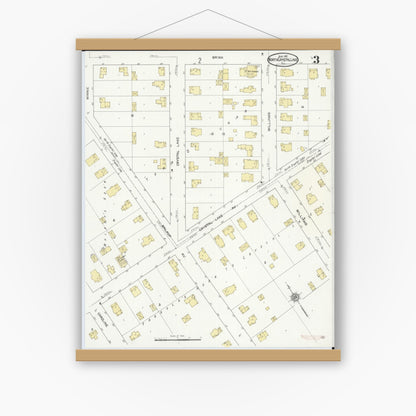 Old map wall art mockup — magnetic wood frame on white wall — Sanborn Fire Insurance Map from North Crystal Lake, McHenry County, Illinois (1912), Sheet #0003