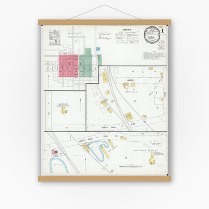 Old map wall art mockup — magnetic wood frame on white wall — Sanborn Fire Insurance Map from Vienna, Johnson County, Illinois (1900) - Complete Map Set
