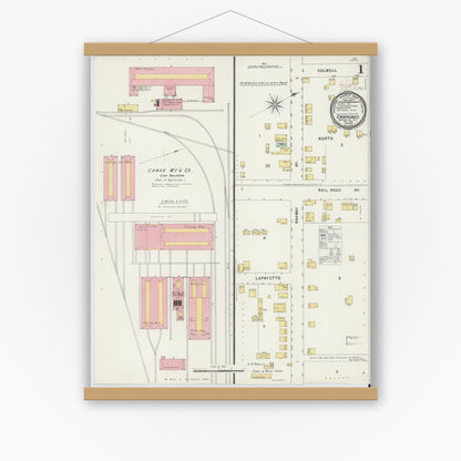 Old map wall art mockup — magnetic wood frame on white wall — Sanborn Fire Insurance Map from Carteret, Middlesex County, New Jersey (1896) - Complete Map Set