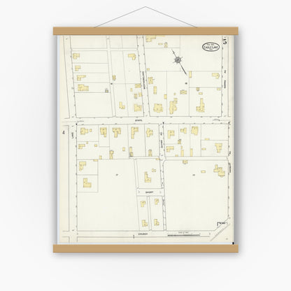 Old map wall art mockup — magnetic wood frame on white wall — Sanborn Fire Insurance Map from Eagle Lake, Colorado County, Texas (1912), Sheet #0005