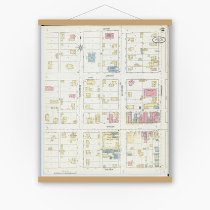 Old map wall art mockup — magnetic wood frame on white wall — Sanborn Fire Insurance Map from Polo, Ogle County, Illinois (1893), Sheet #0002