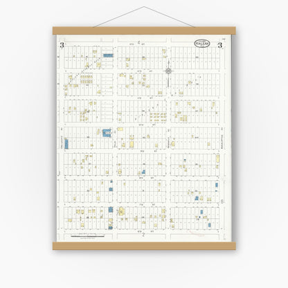 Old map wall art mockup — magnetic wood frame on white wall — Sanborn Fire Insurance Map from Hialeah, Dade County, Florida (1926), Sheet #0003
