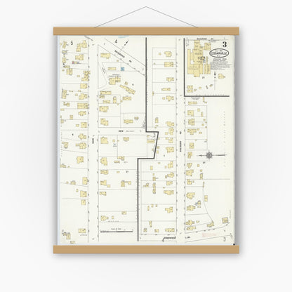 Old map wall art mockup — magnetic wood frame on white wall — Sanborn Fire Insurance Map from Cedarville, Cumberland County, New Jersey (1912), Sheet #0003