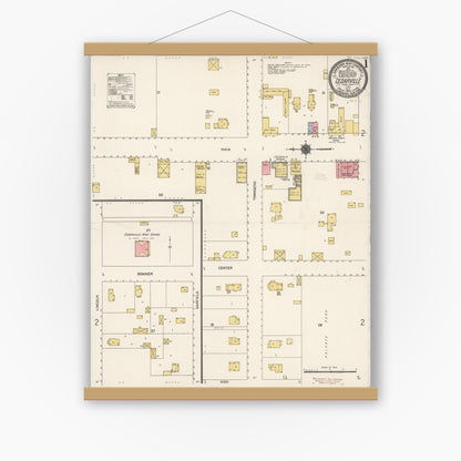Old map wall art mockup — magnetic wood frame on white wall — Sanborn Fire Insurance Map from Cedarville, Modoc County, California (1912) - Complete Map Set