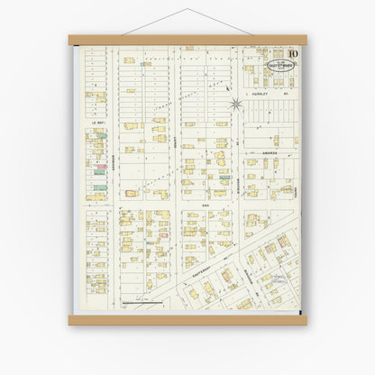 Old map wall art mockup — magnetic wood frame on white wall — Sanborn Fire Insurance Map from Sault Sainte Marie, Chippewa County, Michigan (1897), Sheet #0010
