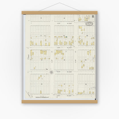 Old map wall art mockup — magnetic wood frame on white wall — Sanborn Fire Insurance Map from Ashland, Ashland County, Wisconsin (1895), Sheet #0002