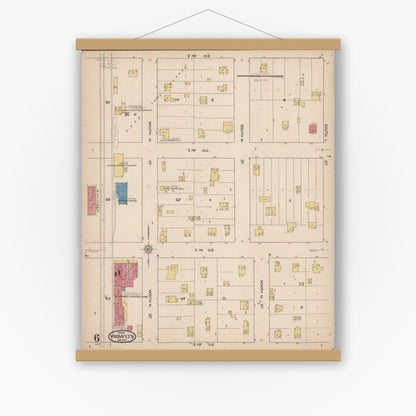 Old map wall art mockup — magnetic wood frame on white wall — Sanborn Fire Insurance Map from Alexandria, Douglas County, Minnesota (1922), Sheet #0009