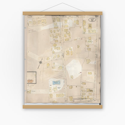 Old map wall art mockup — magnetic wood frame on white wall — Sanborn Fire Insurance Map from Hilo, Hawaii County, Hawaii (1957), Sheet #0011