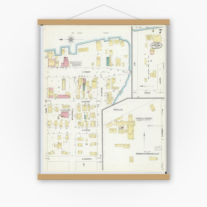 Old map wall art mockup — magnetic wood frame on white wall — Sanborn Fire Insurance Map from Saint Clair, Saint Clair County, Michigan (1907), Sheet #0007