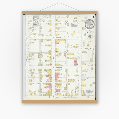 Old map wall art mockup — magnetic wood frame on white wall — Sanborn Fire Insurance Map from Winchester, Adams County, Ohio (1904) - Complete Map Set