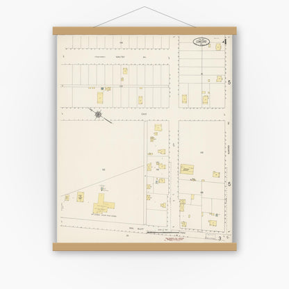 Old map wall art mockup — magnetic wood frame on white wall — Sanborn Fire Insurance Map from Concord, Contra Costa County, California (1917), Sheet #0004