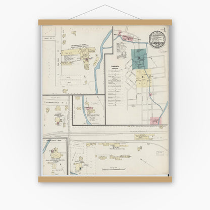 Old map wall art mockup — magnetic wood frame on white wall — Sanborn Fire Insurance Map from Canisteo, Steuben County, New York (1886) - Complete Map Set