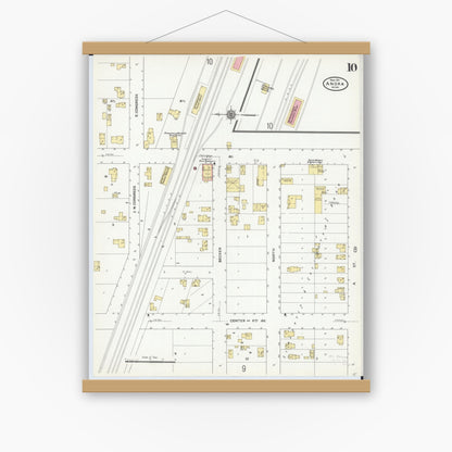 Old map wall art mockup — magnetic wood frame on white wall — Sanborn Fire Insurance Map from Anoka, Anoka County, Minnesota (1911), Sheet #0010