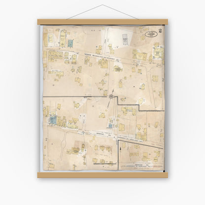 Old map wall art mockup — magnetic wood frame on white wall — Sanborn Fire Insurance Map from Honokaa, Hawaii County, Hawaii (1956), Sheet #0002