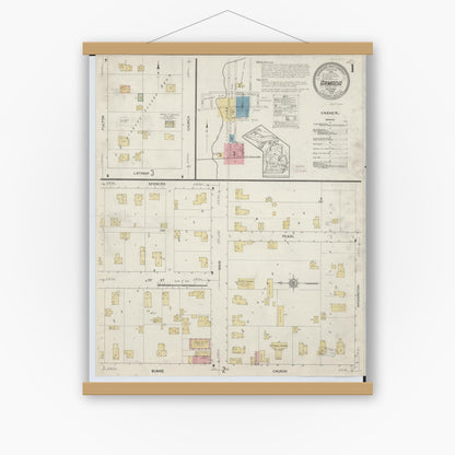 Old map wall art mockup — magnetic wood frame on white wall — Sanborn Fire Insurance Map from Armada, Macomb County, Michigan (1913) - Complete Map Set