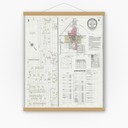Old map wall art mockup — magnetic wood frame on white wall — Sanborn Fire Insurance Map from Nederland, Jefferson County, Texas (1949) - Complete Map Set