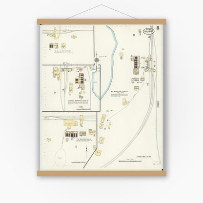 Old map wall art mockup — magnetic wood frame on white wall — Sanborn Fire Insurance Map from Herrin, Williamson County, Illinois (1909), Sheet #0008