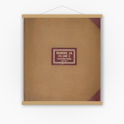 Old map wall art mockup — magnetic wood frame on white wall — Sanborn Fire Insurance Map from Roanoke, Independent Cities, Virginia (1949), Sheet #0001