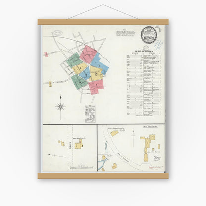 Old map wall art mockup — magnetic wood frame on white wall — Sanborn Fire Insurance Map from Westboro, Worcester County, Massachusetts (1899) - Complete Map Set