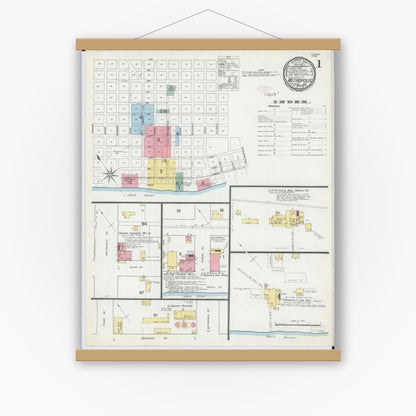Old map wall art mockup — magnetic wood frame on white wall — Sanborn Fire Insurance Map from Metropolis, Massac County, Illinois (1892) - Complete Map Set