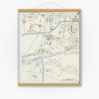 Old map wall art mockup — magnetic wood frame on white wall — Sanborn Fire Insurance Map from Xenia, Greene County, Ohio (1890), Sheet #0006