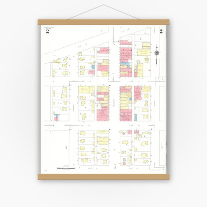Old map wall art mockup — magnetic wood frame on white wall — Sanborn Fire Insurance Map from Remsen, Plymouth County, Iowa (1941), Sheet #0002