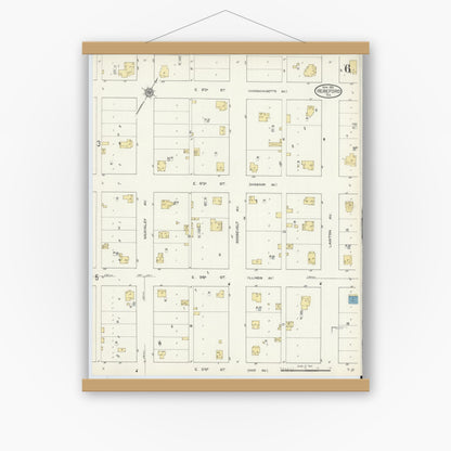 Old map wall art mockup — magnetic wood frame on white wall — Sanborn Fire Insurance Map from Hereford, Deaf Smith County, Texas (1913), Sheet #0006