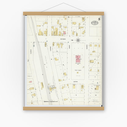 Old map wall art mockup — magnetic wood frame on white wall — Sanborn Fire Insurance Map from Stryker, Williams County, Ohio (1899), Sheet #0003