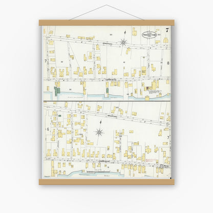 Old map wall art mockup — magnetic wood frame on white wall — Sanborn Fire Insurance Map from Provincetown, Barnstable County, Massachusetts (1902), Sheet #0007