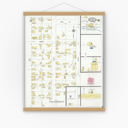 Old map wall art mockup — magnetic wood frame on white wall — Sanborn Fire Insurance Map from Bellville, Richland County, Ohio (1926), Sheet #0004