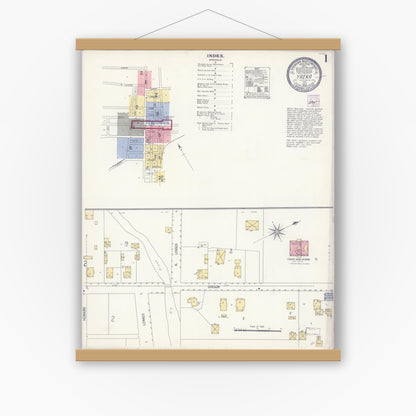 Old map wall art mockup — magnetic wood frame on white wall — Sanborn Fire Insurance Map from Yreka, Siskiyou County, California (1908) - Complete Map Set