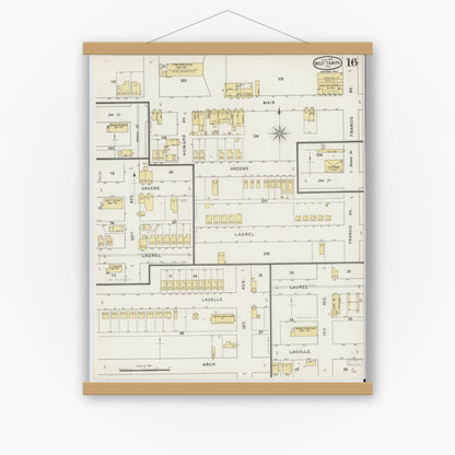 Old map wall art mockup — magnetic wood frame on white wall — Sanborn Fire Insurance Map from Tampa, Hillsborough County, Florida (1895), Sheet #0020