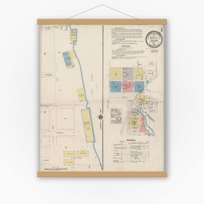 Old map wall art mockup — magnetic wood frame on white wall — Sanborn Fire Insurance Map from Suisun, Solano County, California (1920) - Complete Map Set