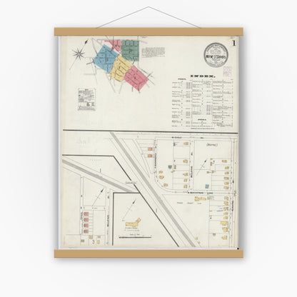 Old map wall art mockup — magnetic wood frame on white wall — Sanborn Fire Insurance Map from Wayne, Delaware County, Pennsylvania (1902) - Complete Map Set
