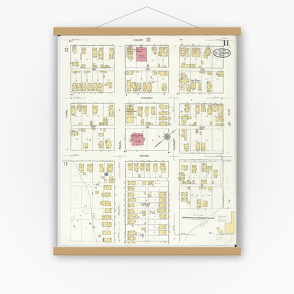 Old map wall art mockup — magnetic wood frame on white wall — Sanborn Fire Insurance Map from Saint Joseph, Berrien County, Michigan (1921), Sheet #0011