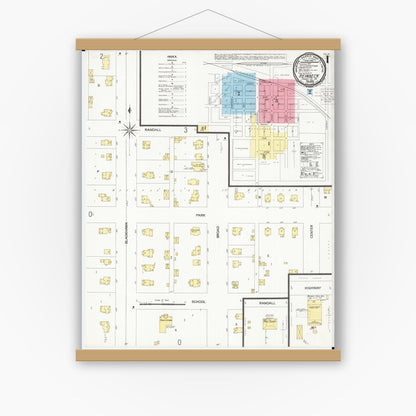 Old map wall art mockup — magnetic wood frame on white wall — Sanborn Fire Insurance Map from Reinbeck, Grundy County, Iowa (1900) â€” Complete Set