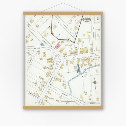 Old map wall art mockup — magnetic wood frame on white wall — Sanborn Fire Insurance Map from East Aurora, Erie County, New York (1920) - Complete Map Set