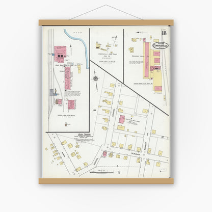 Old map wall art mockup — magnetic wood frame on white wall — Sanborn Fire Insurance Map from Edwardsville, Madison County, Illinois (1921), Sheet #0018