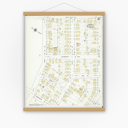 Old map wall art mockup — magnetic wood frame on white wall — Sanborn Fire Insurance Map from Lorain, Lorain County, Ohio (1910), Sheet #0008