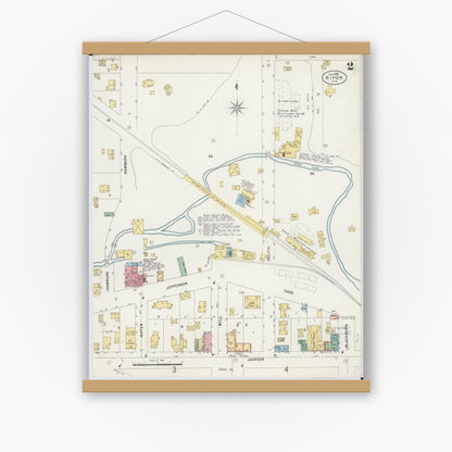 Old map wall art mockup — magnetic wood frame on white wall — Sanborn Fire Insurance Map from Ripon, Fond du Lac County, Wisconsin (1898), Sheet #0002