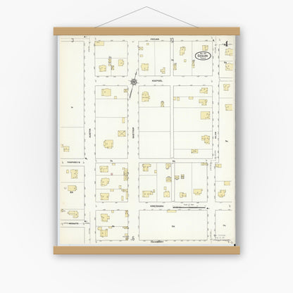 Old map wall art mockup — magnetic wood frame on white wall — Sanborn Fire Insurance Map from Seguin, Guadalupe County, Texas (1912), Sheet #0004
