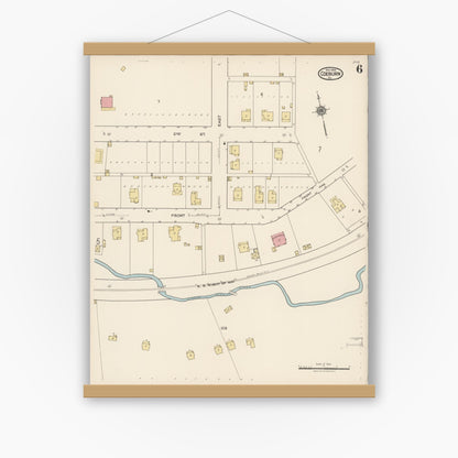 Old map wall art mockup — magnetic wood frame on white wall — Sanborn Fire Insurance Map from Coeburn, Wise County, Virginia (1922), Sheet #0006