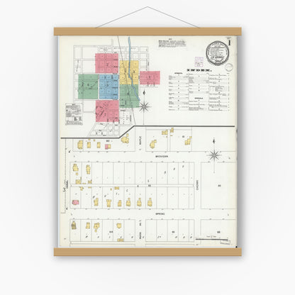 Old map wall art mockup — magnetic wood frame on white wall — Sanborn Fire Insurance Map from Lagrange, LaGrange County, Indiana (1901), Sheet #0001