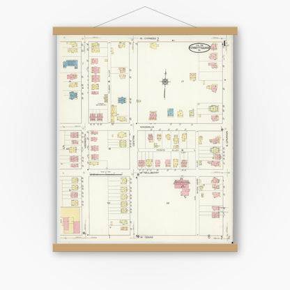 Old map wall art mockup — magnetic wood frame on white wall — Sanborn Fire Insurance Map from Kennett Square, Chester County, Pennsylvania (1914), Sheet #0004