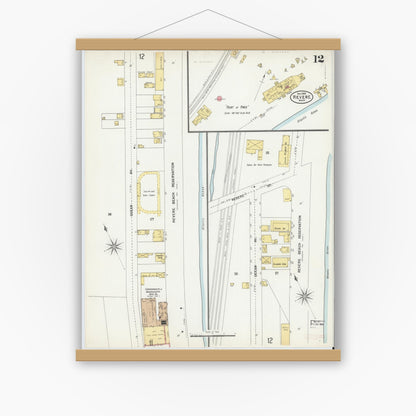 Old map wall art mockup — magnetic wood frame on white wall — Sanborn Fire Insurance Map from Revere, Suffolk County, Massachusetts (1900), Sheet #0012